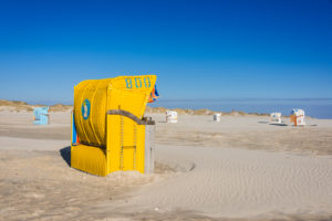 Deutschland, Schleswig-Holstein, Nordfriesische Inseln, Amrum, Süddorf, Kniepsand, Strandkörbe Deutschland, Schleswig-Holstein, Nordfriesische Inseln, Amrum, Süddorf, Kniepsand, Strandkörbe